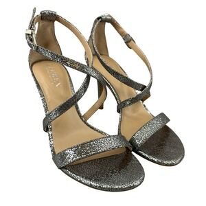 Lauren Ralph Lauren Gabriele metallic heel sandal leather faux snakeskin 6B
